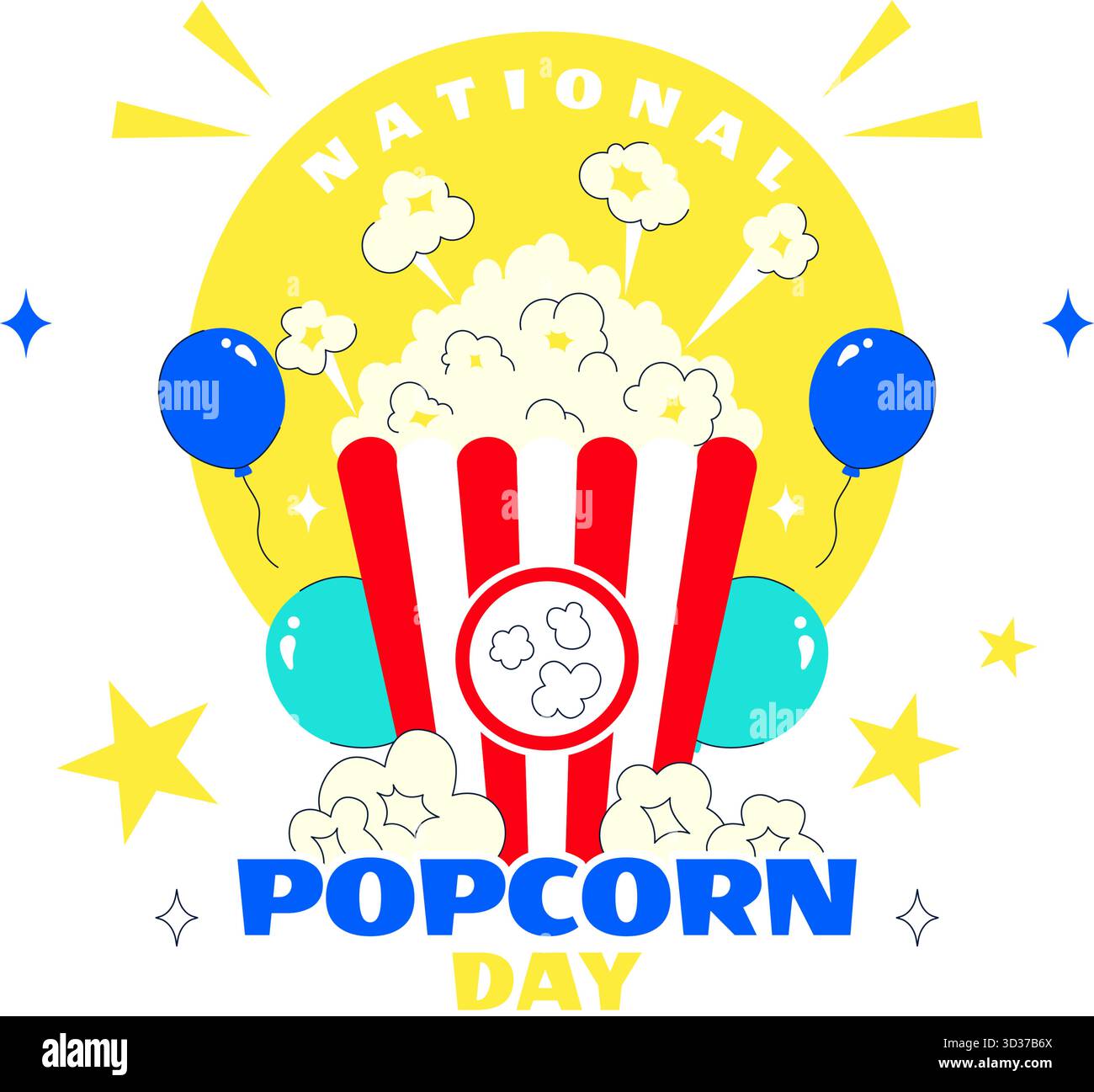 National Popcorn Day Vector Illustration am 19. Januar mit Einer Big Box Popcorn zum Genießen von Filmen in Einem flachen Stil Cartoon Hintergrund Stock Vektor
