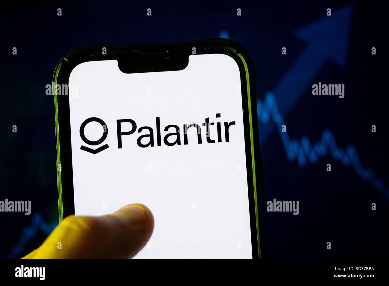 Polen. Oktober 2025. In dieser Abbildung ist ein Palantir-Logo auf einem Smartphone zu sehen. Quelle: SOPA Images Limited/Alamy Live News Stockfoto