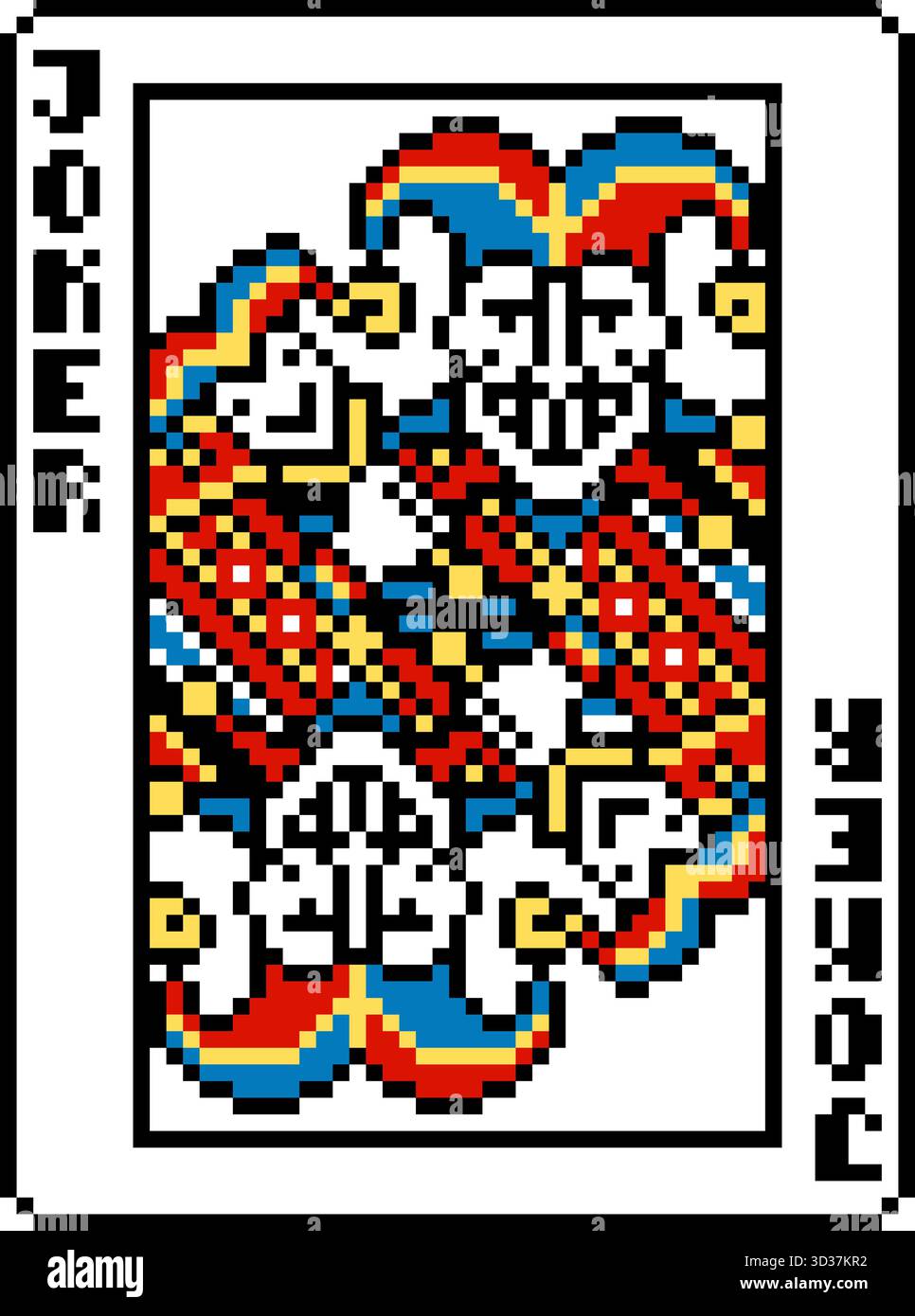 Pixel Art Stil Spielkarte Joker Karten Design Stock Vektor