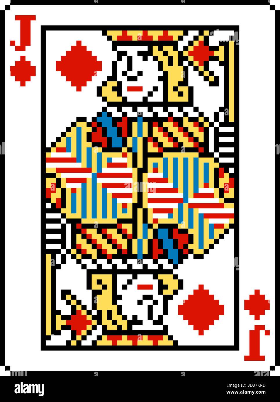 Pixel Art Jack of Diamonds Spielkartendesign Stock Vektor