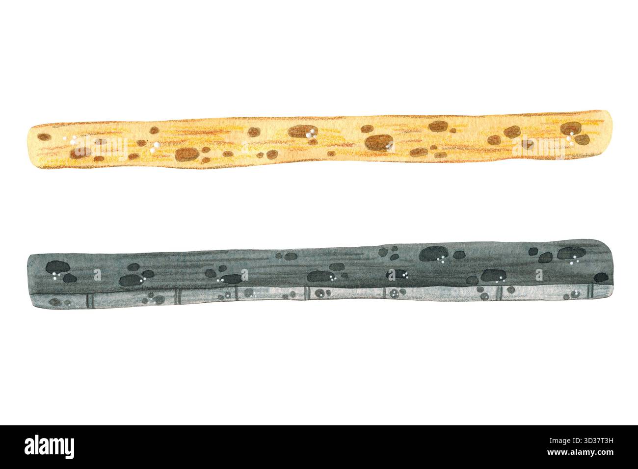 Set aus zwei Straßen, Asphalt und Schmutz. Handgezeichnete Aquarellbilder, Zeichentrickfilm. Spiel, Kinder, Kind, Junge, Auto, Transport, Auto, Auto, Regeln, Roa Stockfoto