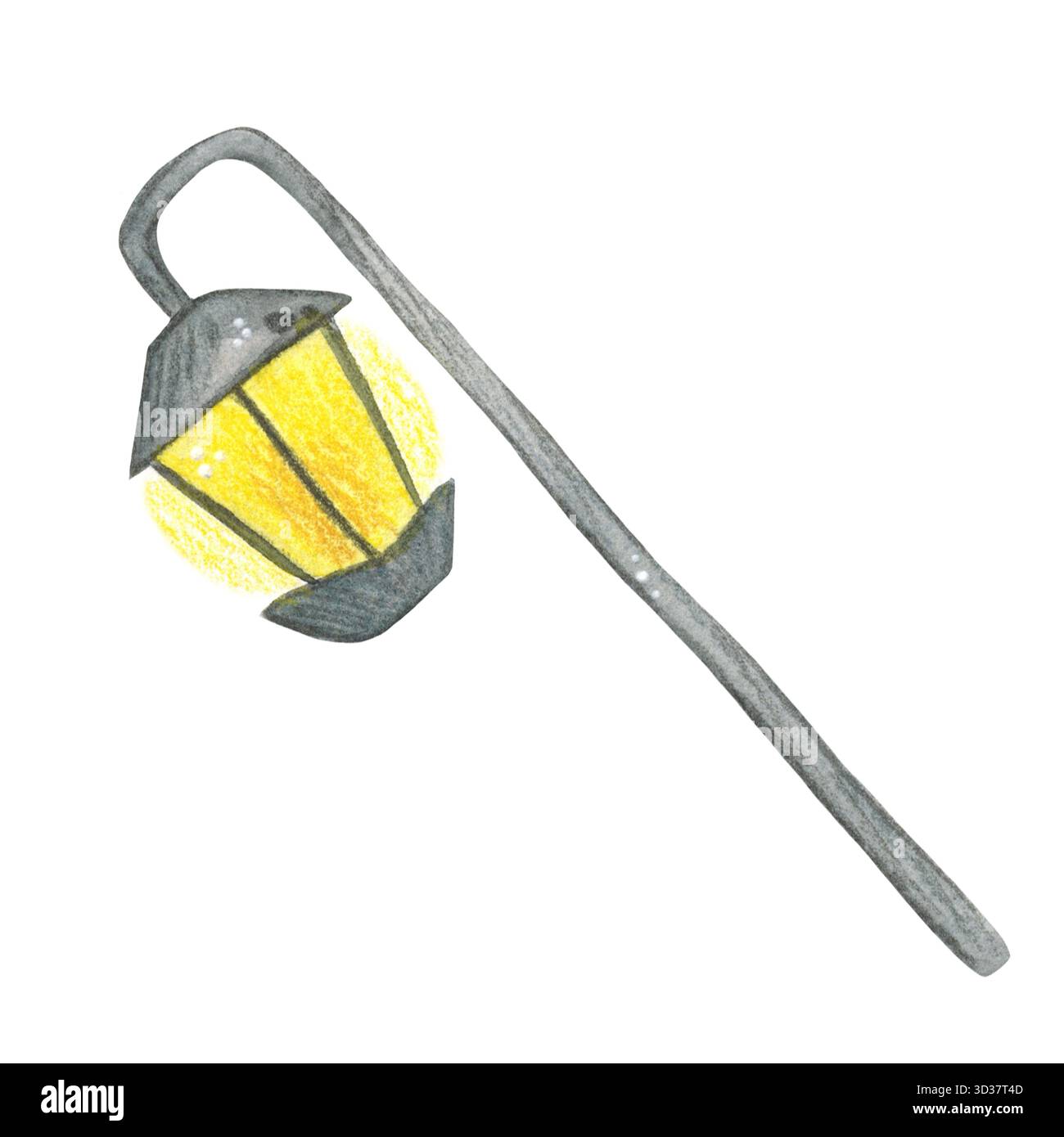 Straßenlaterne. Handgezeichnete Aquarellillustration, Zeichentrick. Stadt, Spiel, Kinder, Kind, Junge, Auto, Autos Stockfoto