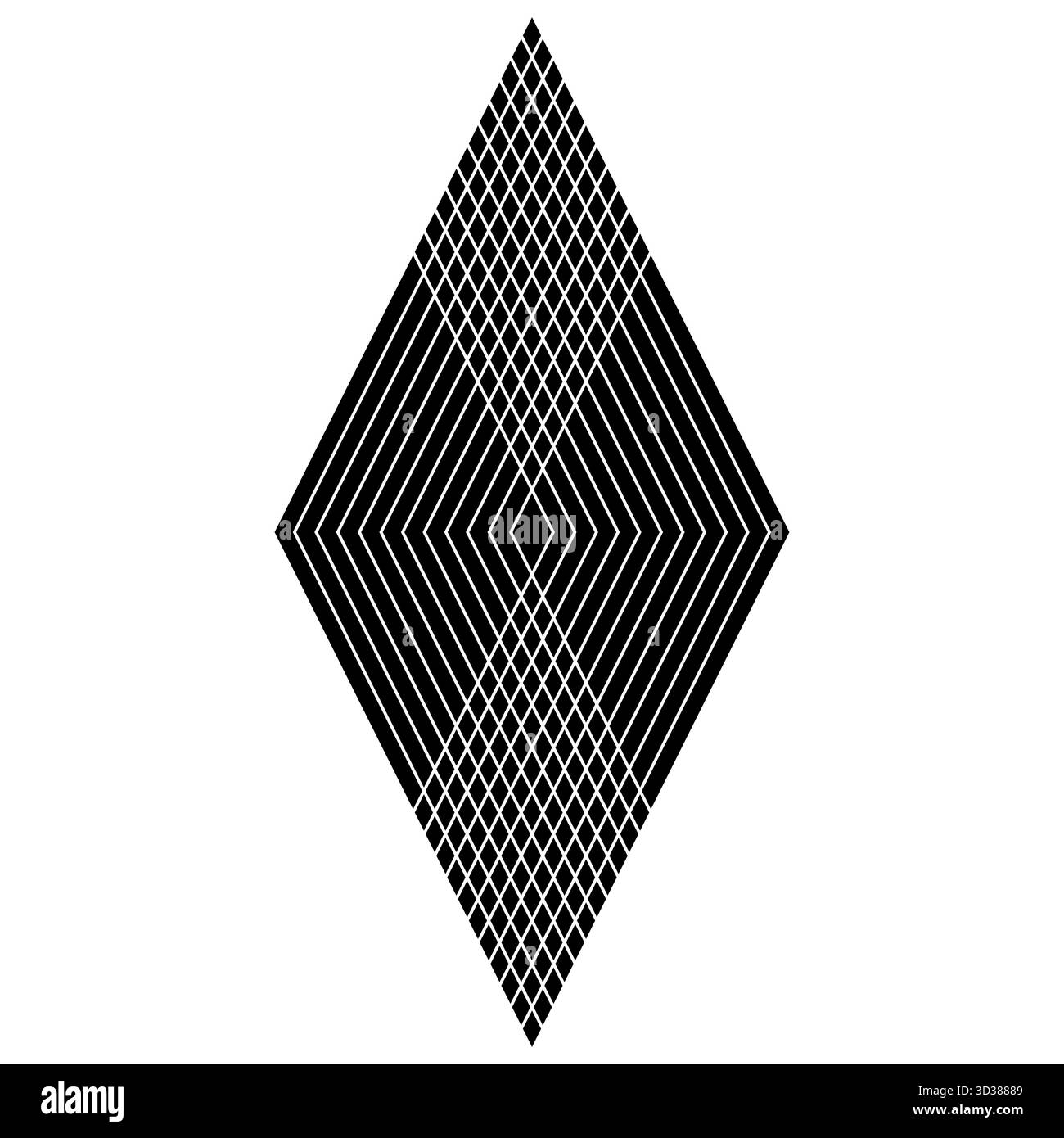 Optische Illusion mit Logo-Diamantgitter mit konzentrischen Linien und visueller Tiefe Stock Vektor