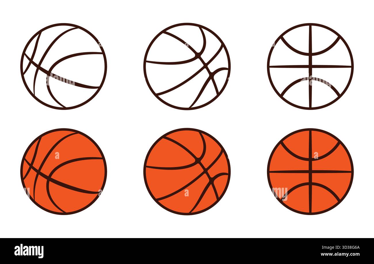 Basketballvektor, Basketball-Umriss, Basketball-Illustration, Basketball-Vektoren, Basketball Clipart, Basketballset. Stock Vektor