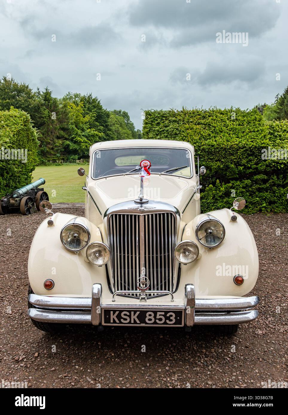 Der Jaguar Mark V mit Rosette-Wagen des Jahrgangs 1951 auf dem Lennoxlove Estate, East Lothian, Schottland, Großbritannien Stockfoto