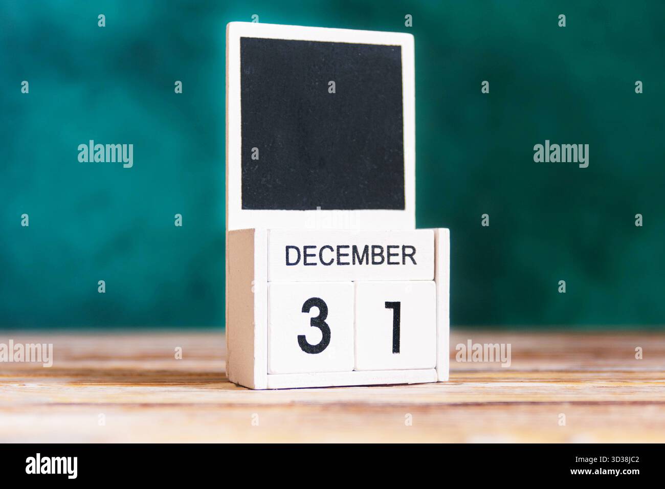 Kalender aus Holzblock mit Datum vom Dezember 31 Stockfoto