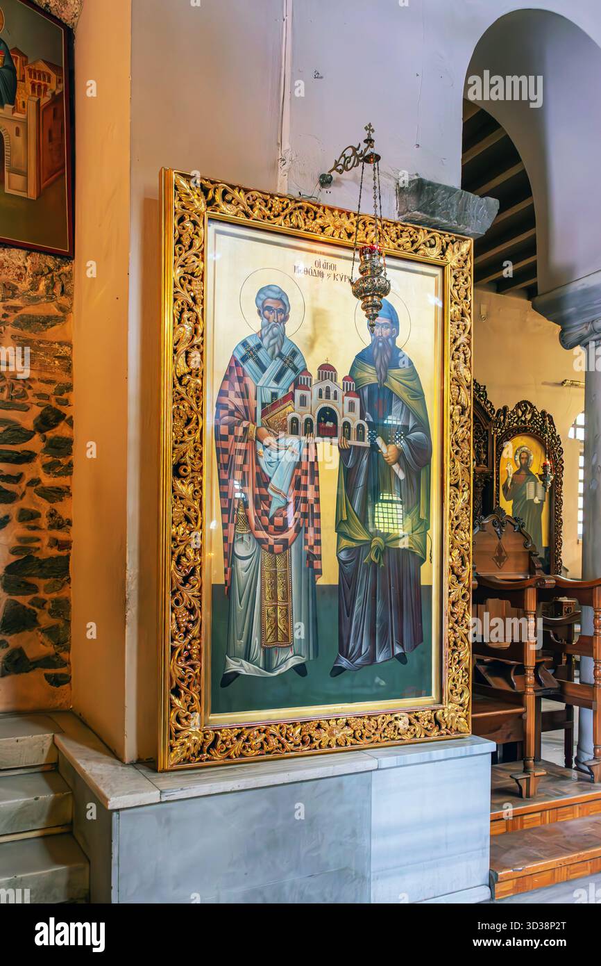 Das Innere der Kirche St. Demetrius in Thessaloniki, Griechenland. Stockfoto