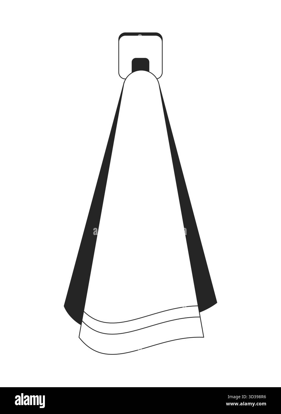 Hängendes Badezimmertuch am Wandhaken 2D-Linienobjekt Stock Vektor