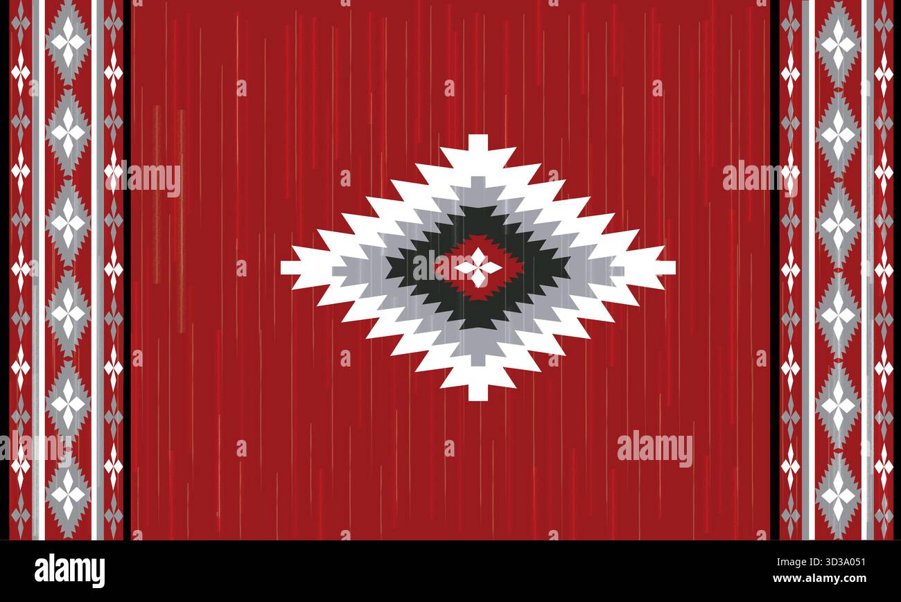 Nahtloses Muster des Navajo-Stammes. Indianische Ornamente. Einrichtung im ethnischen Südweststil. Boho-geometrische Ornamente. Nahtloses Vektormuster. Stockfoto