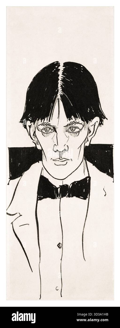 Aubrey Beardsley. Selbstporträt der englischen Illustratorin Aubrey Vincent Beardsley (1872-1898), Stift und Tinte, 1872-1898 Stockfoto
