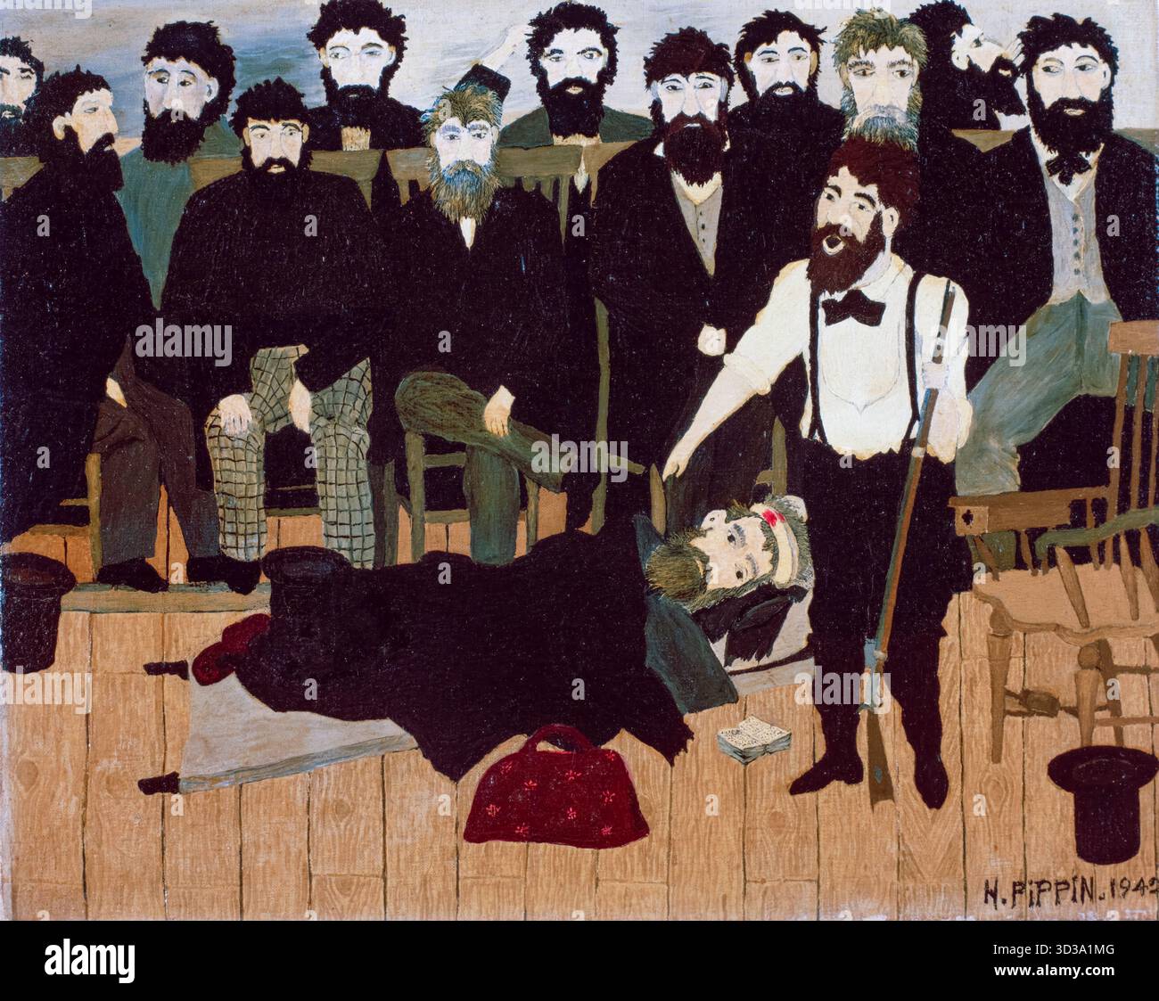 Horace Pippin, The Trial of John Brown, Gemälde in Öl auf Leinwand, 1942 Stockfoto