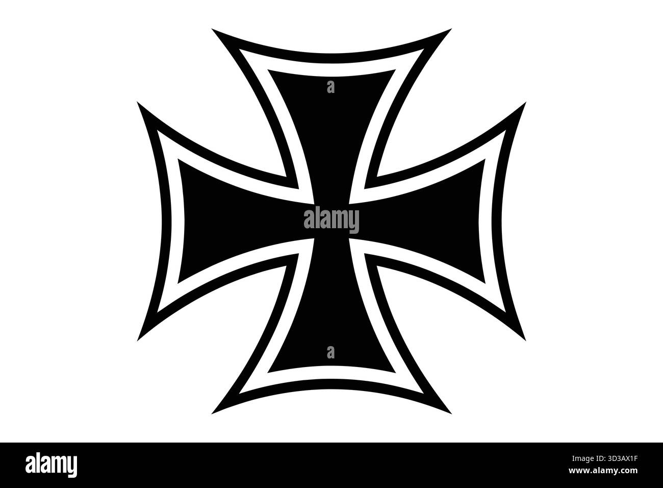 Schwarzes eisernes Kreuz-Emblem mit weißer Umrandung Stock Vektor