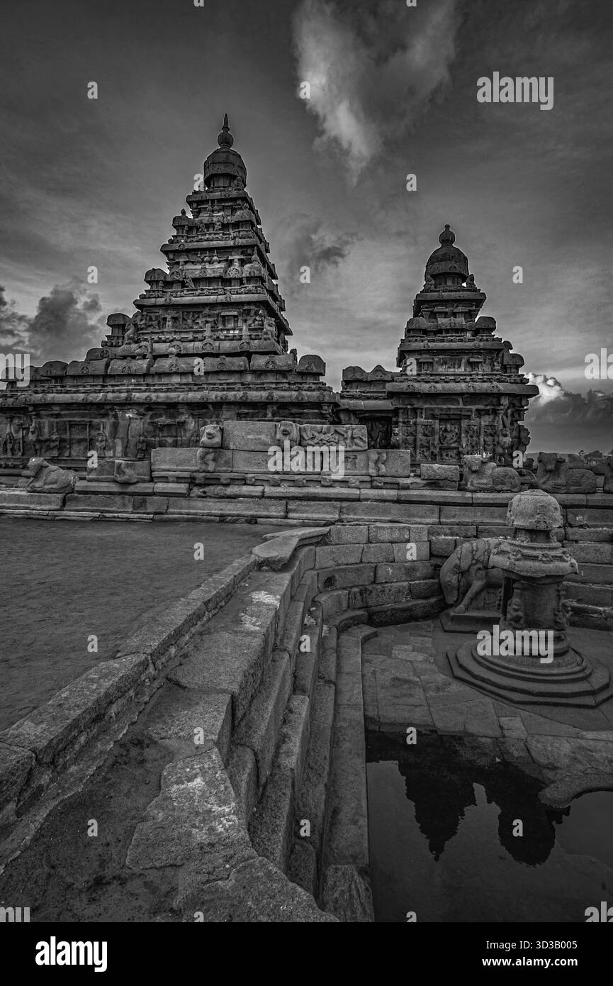 08 20 2009 UNESCO-Weltkulturerbe der hinduistischen Denkmälergruppe aus dem 7. Und 8. Jahrhundert Mamallapuram, Mahabalipuram, Chengalpattu, Chennai, Tamil Na Stockfoto