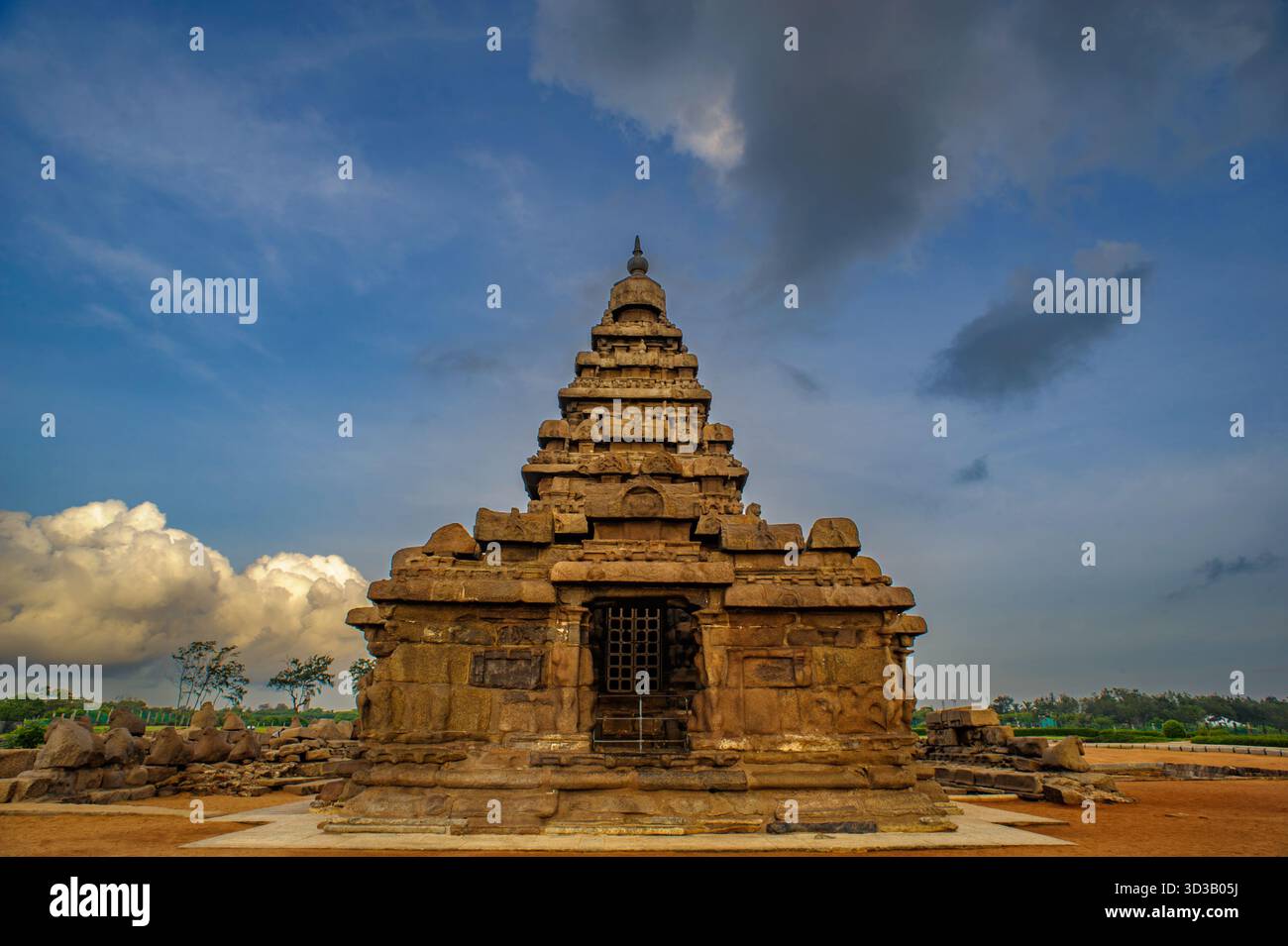 08 20 2009 UNESCO-Weltkulturerbe der hinduistischen Denkmälergruppe aus dem 7. Und 8. Jahrhundert Mamallapuram, Mahabalipuram, Chengalpattu, Chennai, Tamil Na Stockfoto