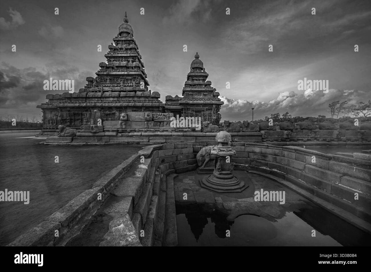 08 20 2009 UNESCO-Weltkulturerbe der hinduistischen Denkmälergruppe aus dem 7. Und 8. Jahrhundert Mamallapuram, Mahabalipuram, Chengalpattu, Chennai, Tamil Na Stockfoto