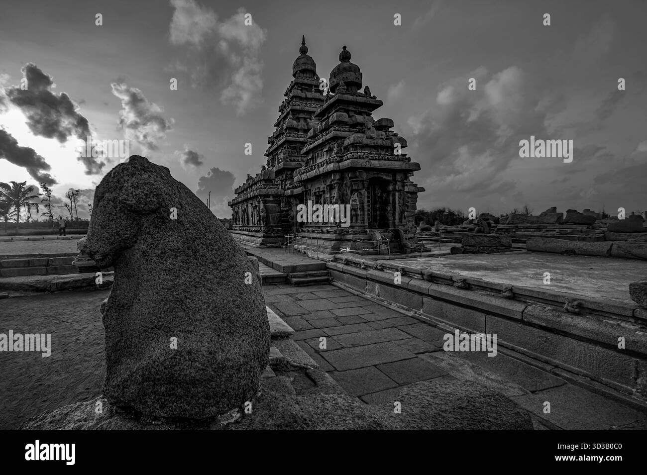 08 20 2009 UNESCO-Weltkulturerbe der hinduistischen Denkmälergruppe aus dem 7. Und 8. Jahrhundert Mamallapuram, Mahabalipuram, Chengalpattu, Chennai, Tamil Na Stockfoto