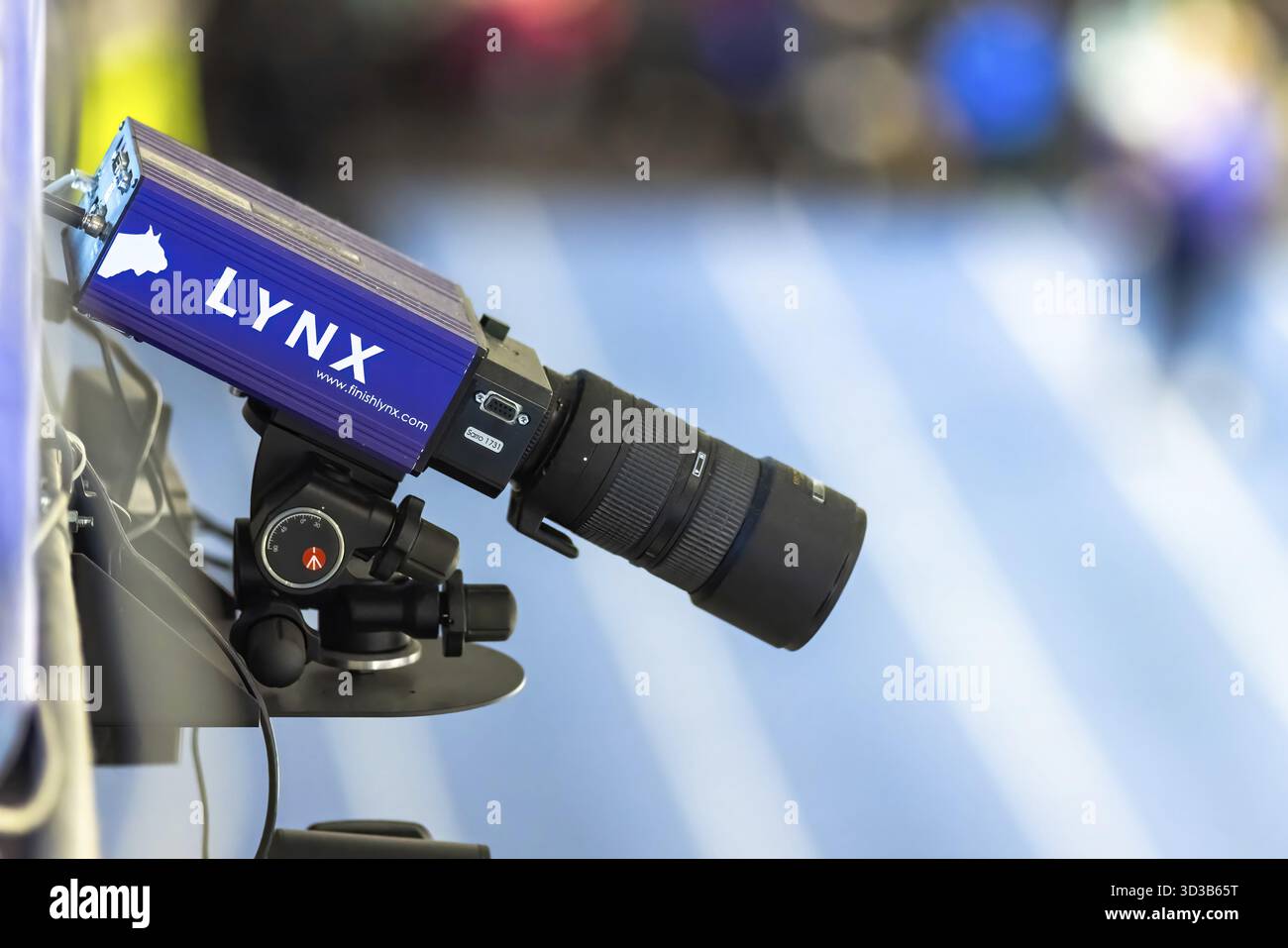 Calgary, Alberta, Kanada. Februar 2025. Eine EtherLynx Vision pro Photo-Finish-Kamera, die 20, 000 Bilder pro Sekunde aufnehmen kann Stockfoto