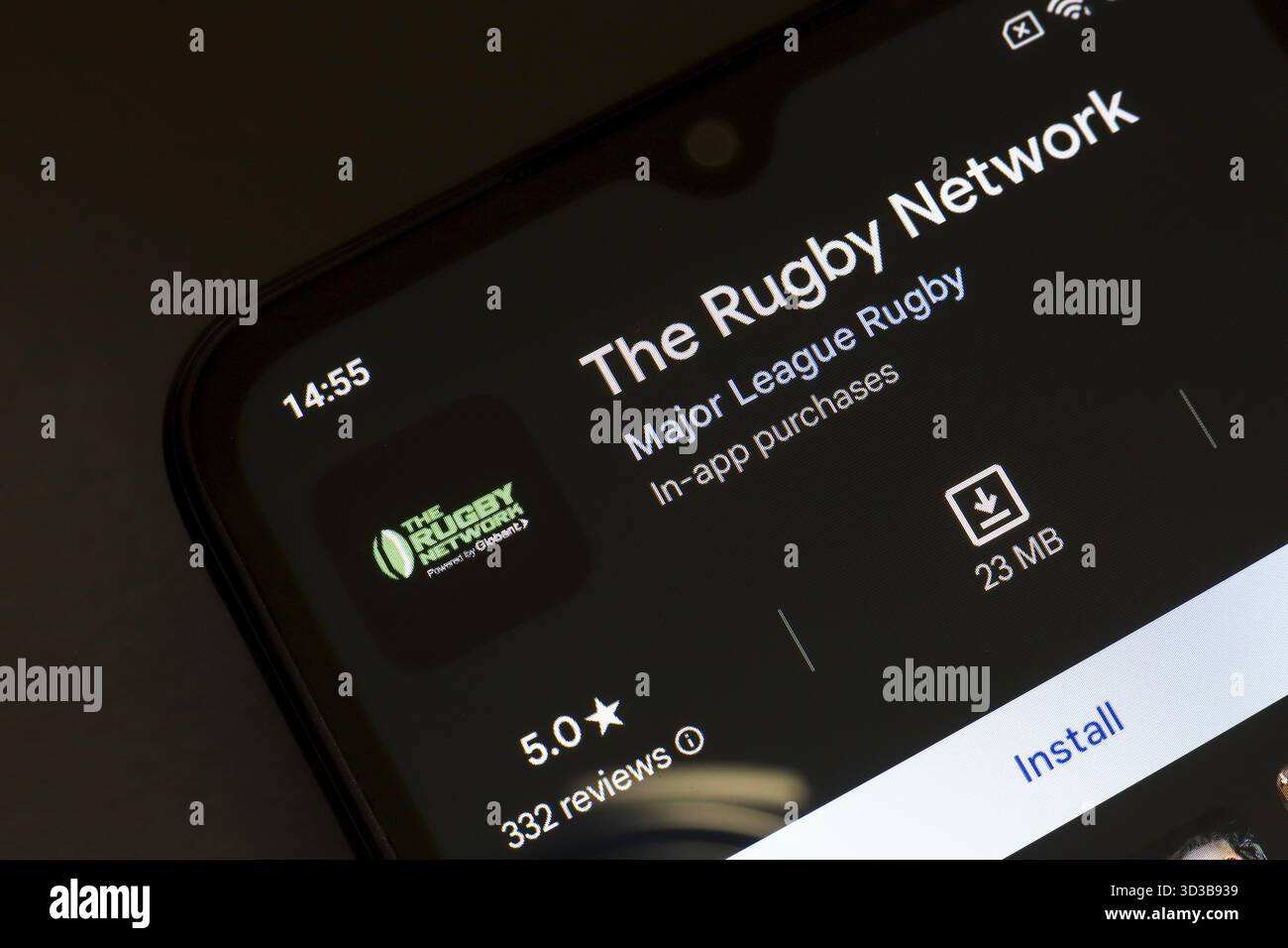 November 2024, Brasilien. In dieser Abbildung wird das Logo der Rugby Network App auf einem Smartphone-Bildschirm angezeigt Stockfoto