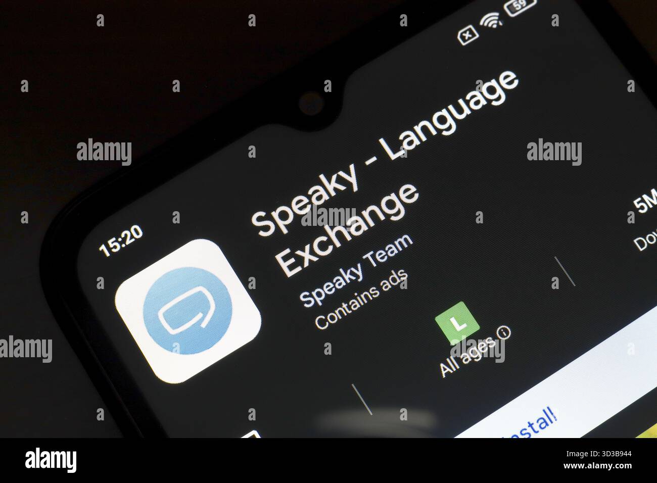November 2024, Brasilien. In dieser Fotoabbildung wird das Logo der App „Speaky – Language Exchange“ auf einem Smartphone-Bildschirm angezeigt Stockfoto