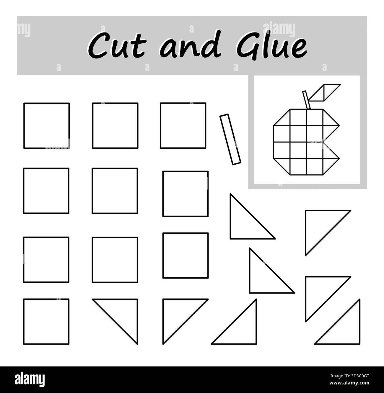 Lernspiele für Kinder. Schneiden, kleben und Farbe. Stock Vektor
