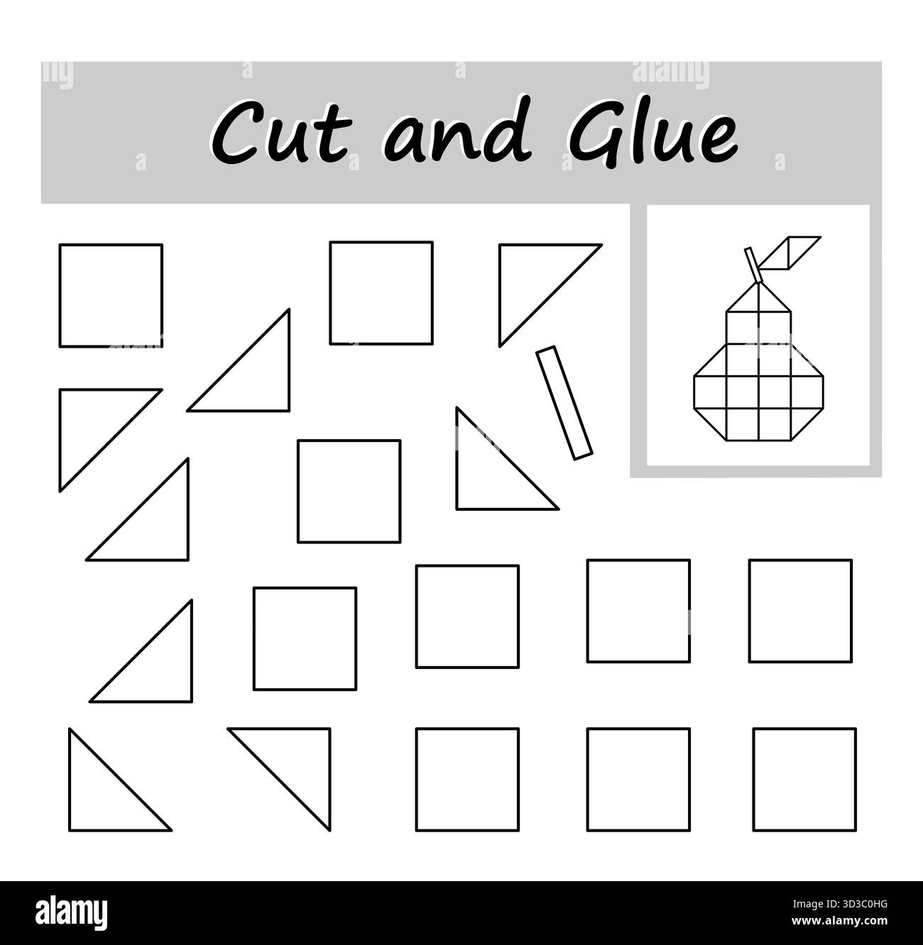 Lernspiele für Kinder. Schneiden, kleben und Farbe. Stock Vektor