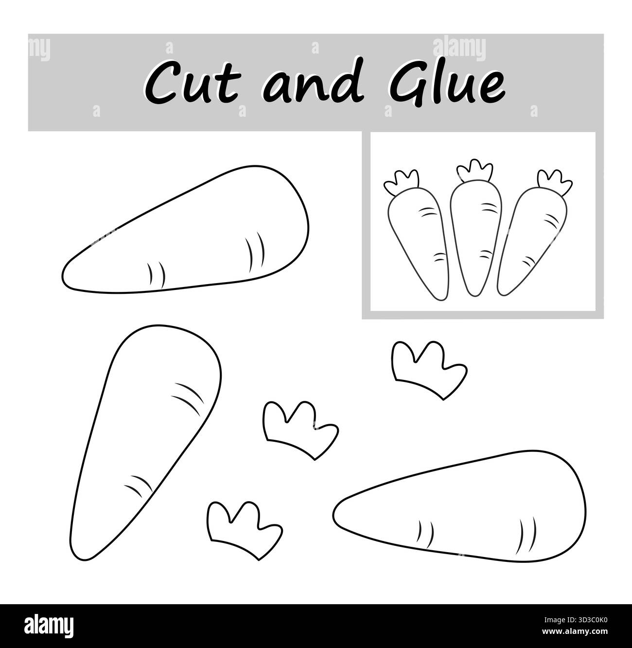 Lernspiele für Kinder. Schneiden, kleben und Farbe. Stock Vektor