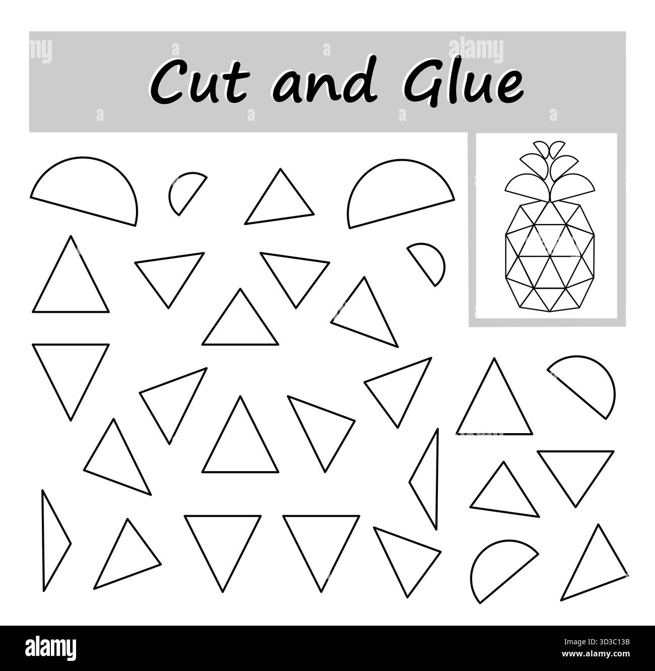 Lernspiele für Kinder. Schneiden, kleben und Farbe. Stock Vektor