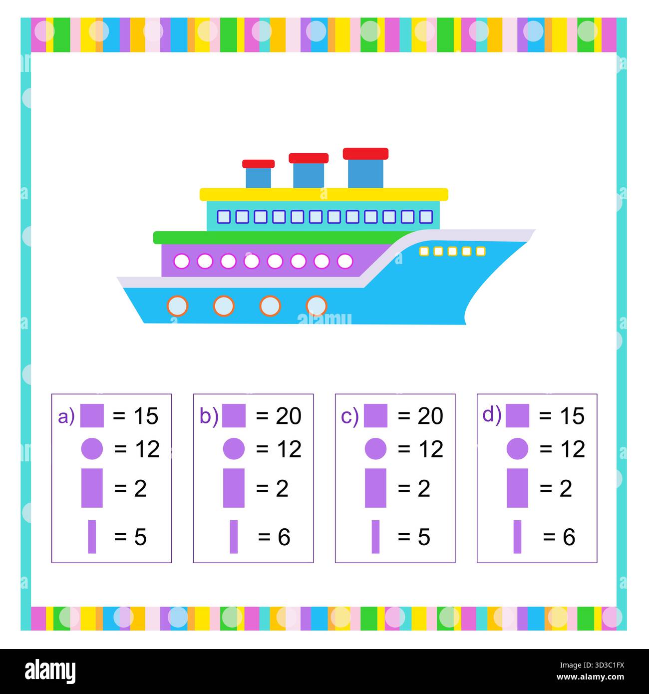 Lernspiele für Kinder. Mathe-Spiel. Stock Vektor