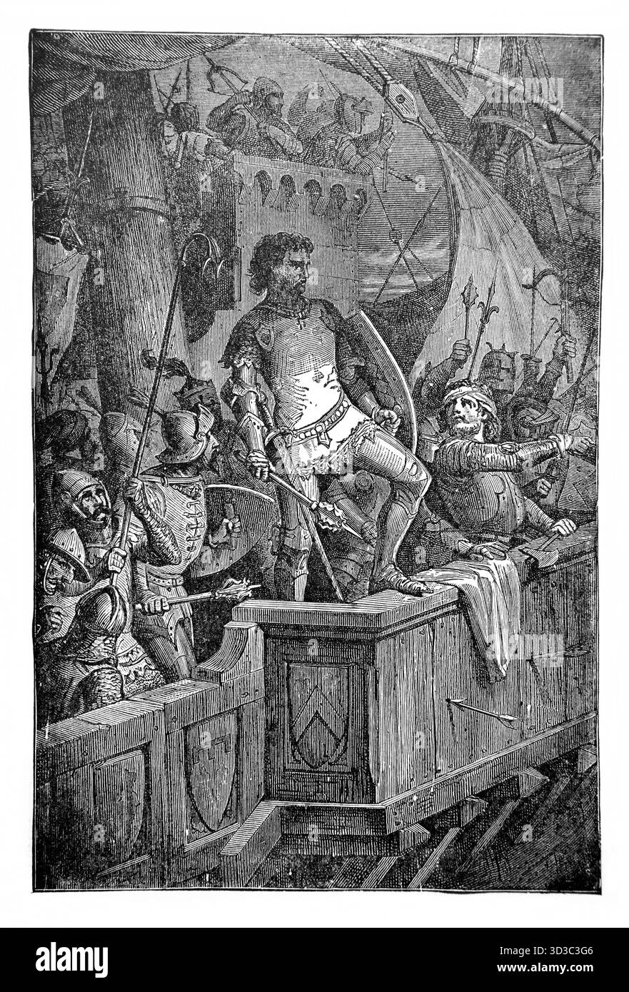 Illustration von Mark Antonius bei der Schlacht von Actium (31 v. Chr.) aus der Ausgabe 1890 der schönen Geschichte Goldene Edelsteine des religiösen Denkens von J.W.Buel Stockfoto