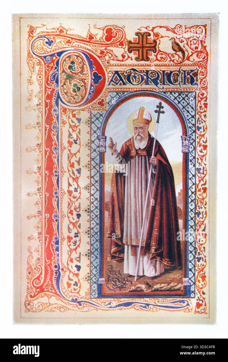 Illustration des heiligen Patrick Schutzheiligen von Irland aus dem 19. Jahrhundert das Leben der Väter, Märtyrer und anderer Hauptheiligen von Reverend A. Stockfoto