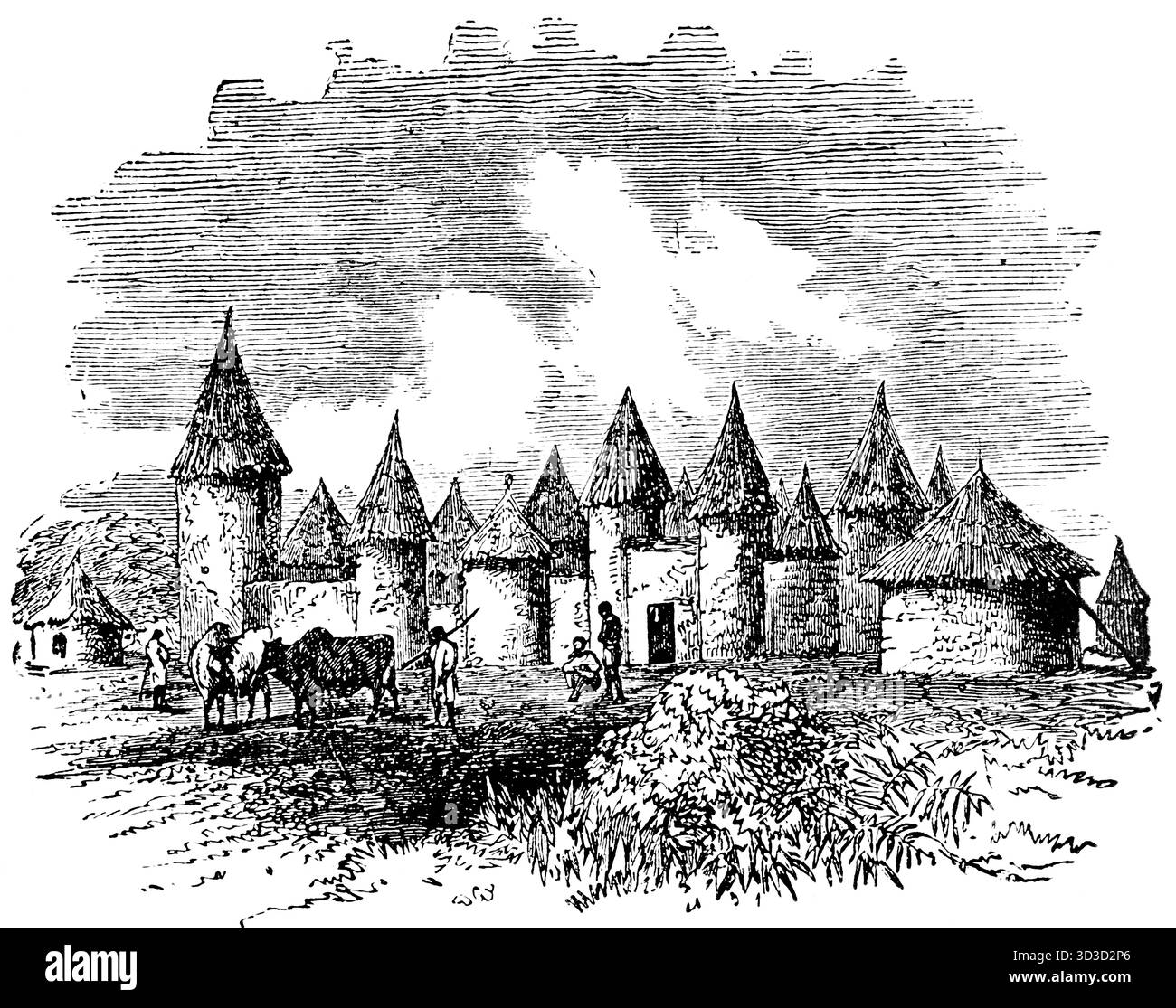 Duna Village, ein Dorf, das der deutsche Entdecker Heirich Barth auf seinen afrikanischen Reisen besuchte. Stockfoto