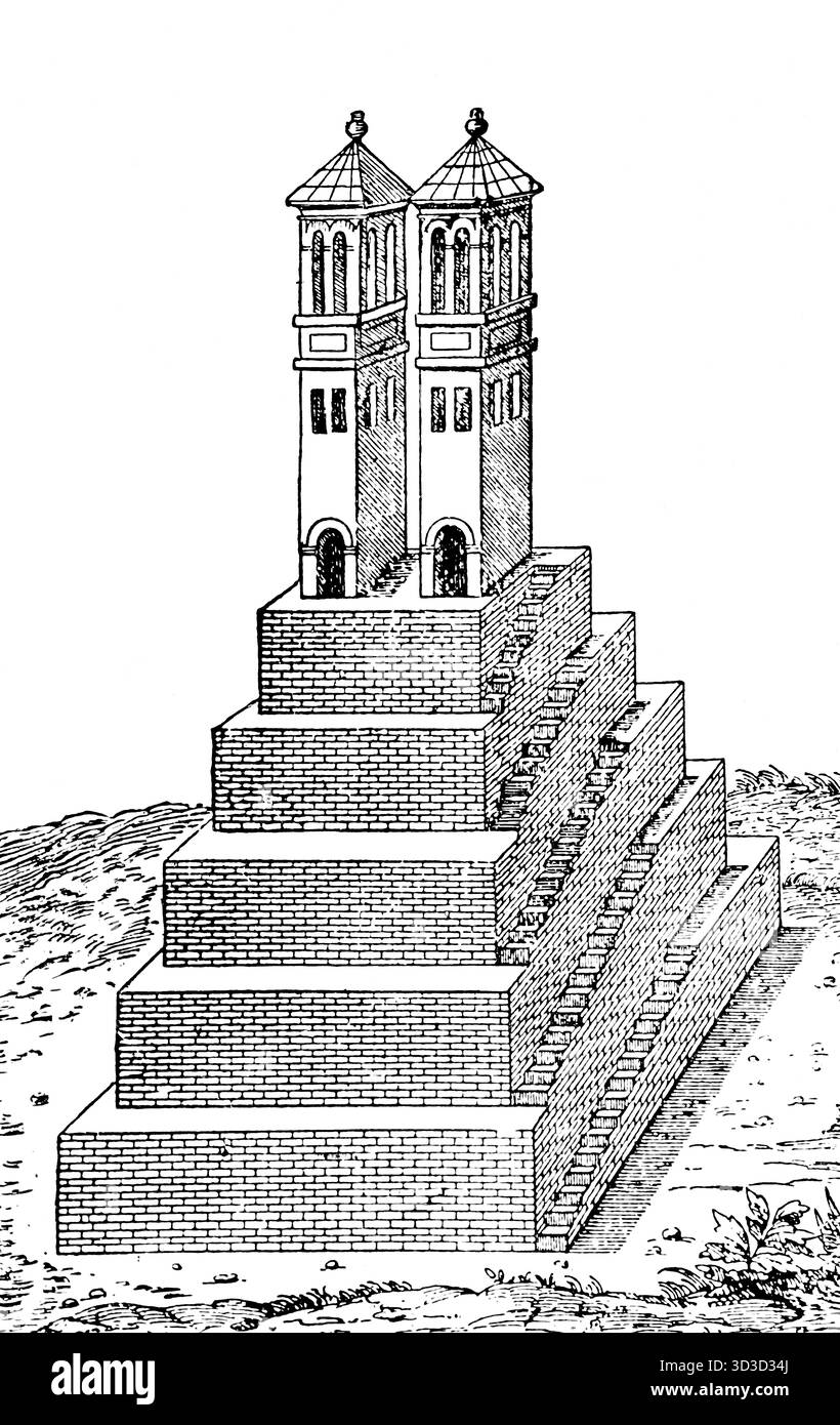 Zeichnung eines alten peruanischen Tempels, Peru, Südamerika, historische Illustration 1900 Stockfoto