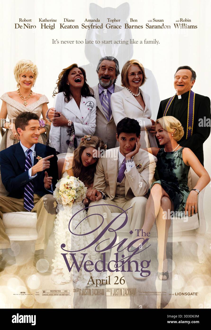 You're Next (2011) von Adam Wingard mit Sharni Vinson, Nicholas Tucci und Wendy Glenn. Bei einem Familientreffen dringen maskierte Angreifer in ein abgelegenes Haus ein, nur um festzustellen, dass ein Gast besser überleben kann, als er erwartet. US-Teaser-Poster mit einem überlagerten Silouette auf einer anderen Veröffentlichung des Vertriebspartners, NUR FÜR den REDAKTIONELLEN GEBRAUCH VON Big Wedding. Quelle: BFA/Lionsgate Stockfoto