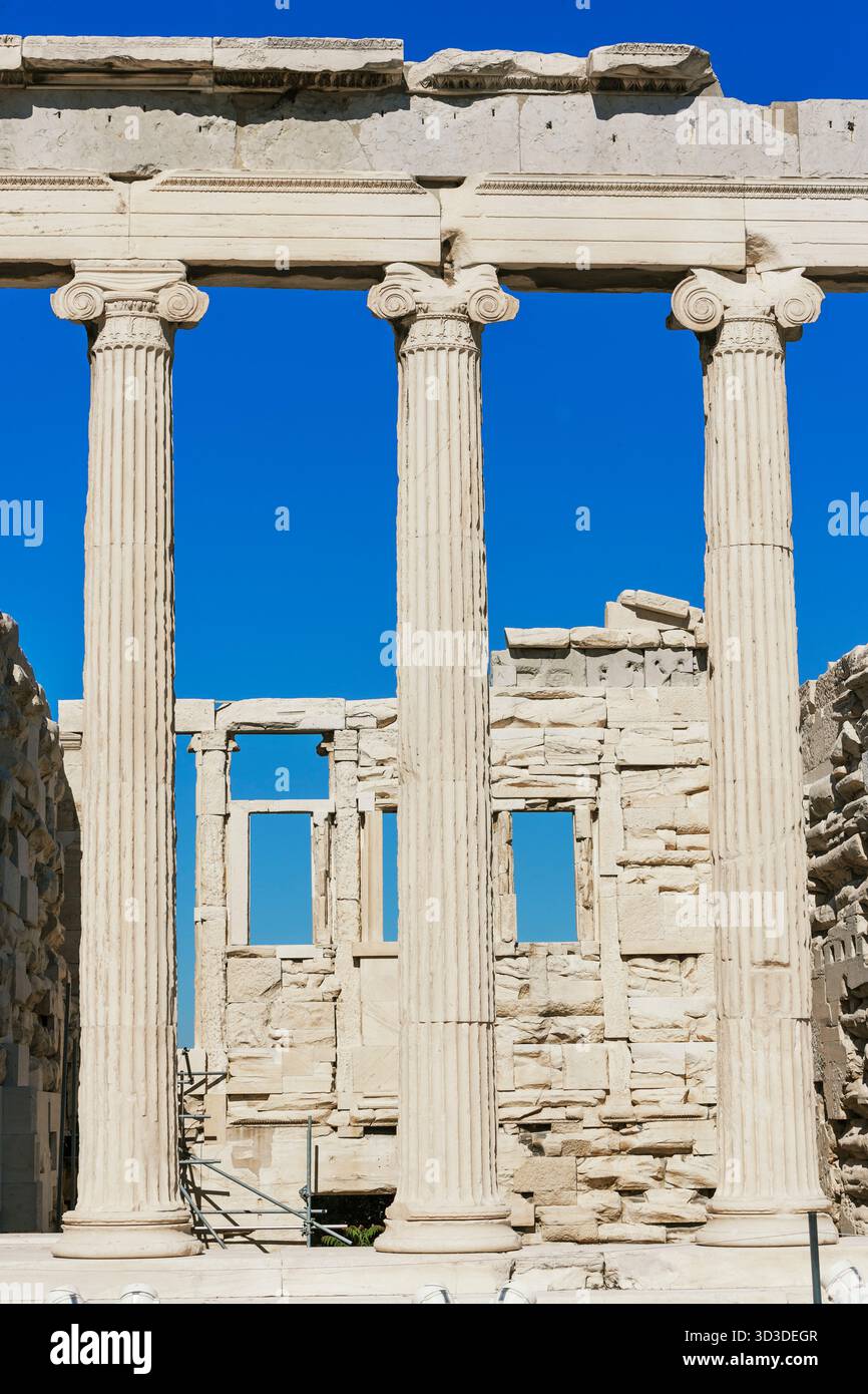 Säulen von Erechtheion Tempel, Akropolis, Athen, Griechenland Stockfoto