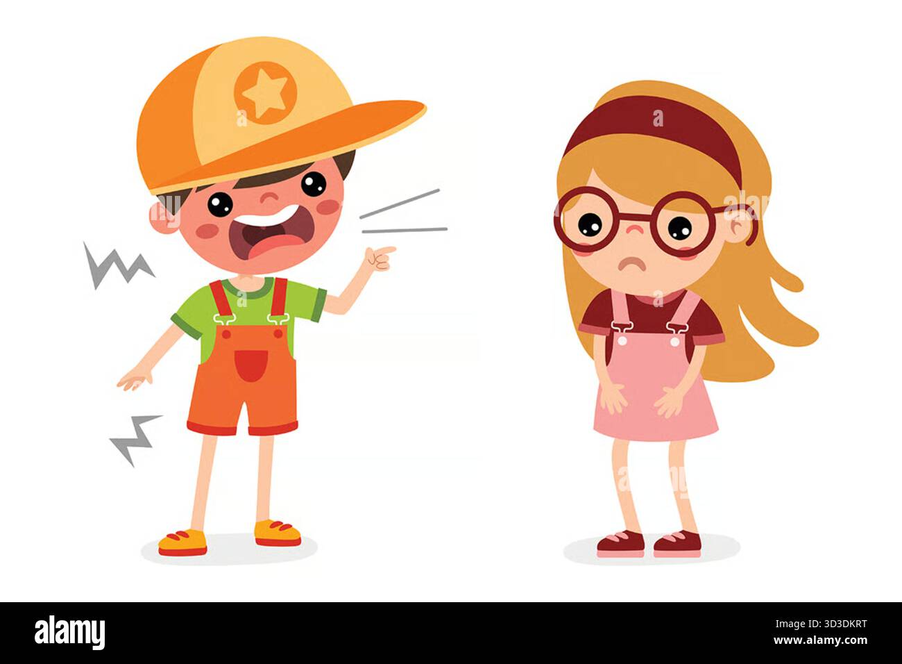 Comic Kids Streiten Stockfoto