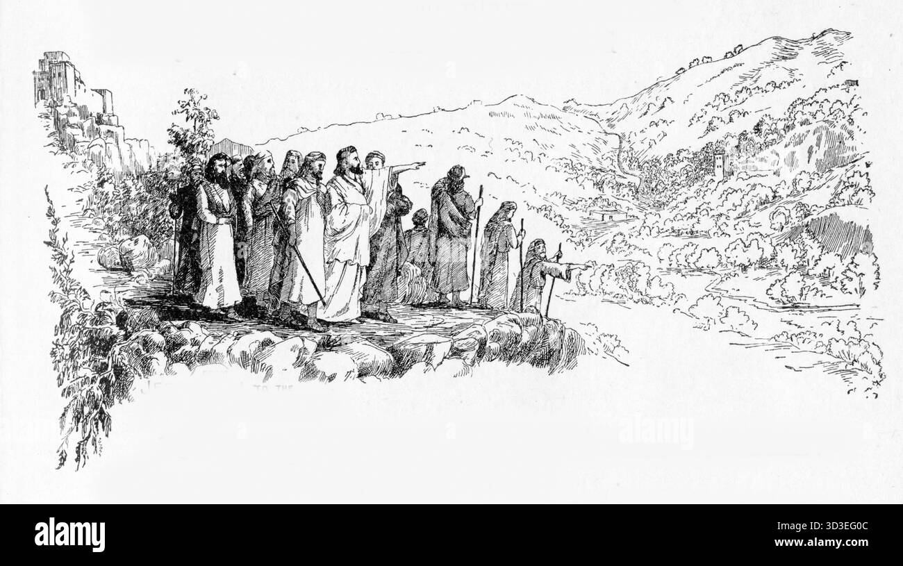 Jesus predigte am Ölberg mit seinen 12 Jüngern Stockfoto