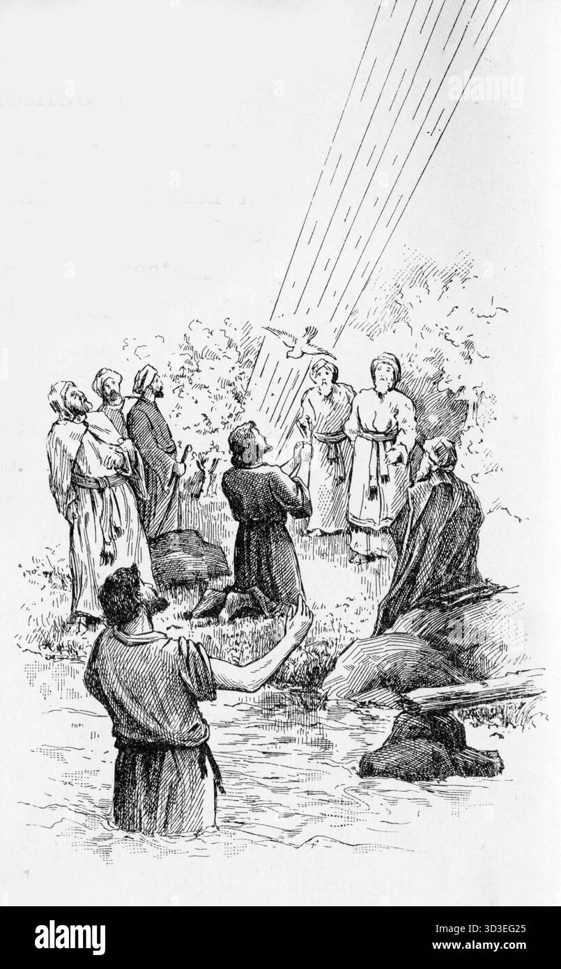 Jesus wird im Jordan getauft Stockfoto