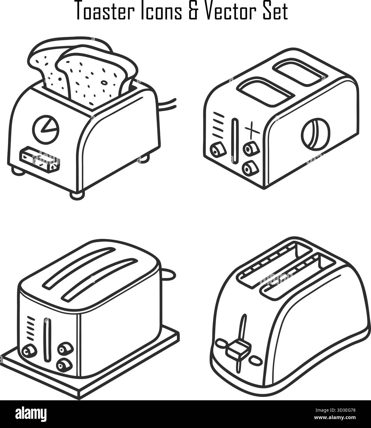 Moderner elektrischer Toaster – Küchengerät für Frühstück und Hauskochen Stock Vektor