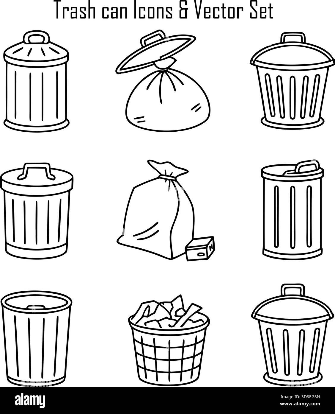 Abfallbehälter aus Metall – Konzept für Abfallwirtschaft und Umweltreinheit Stock Vektor