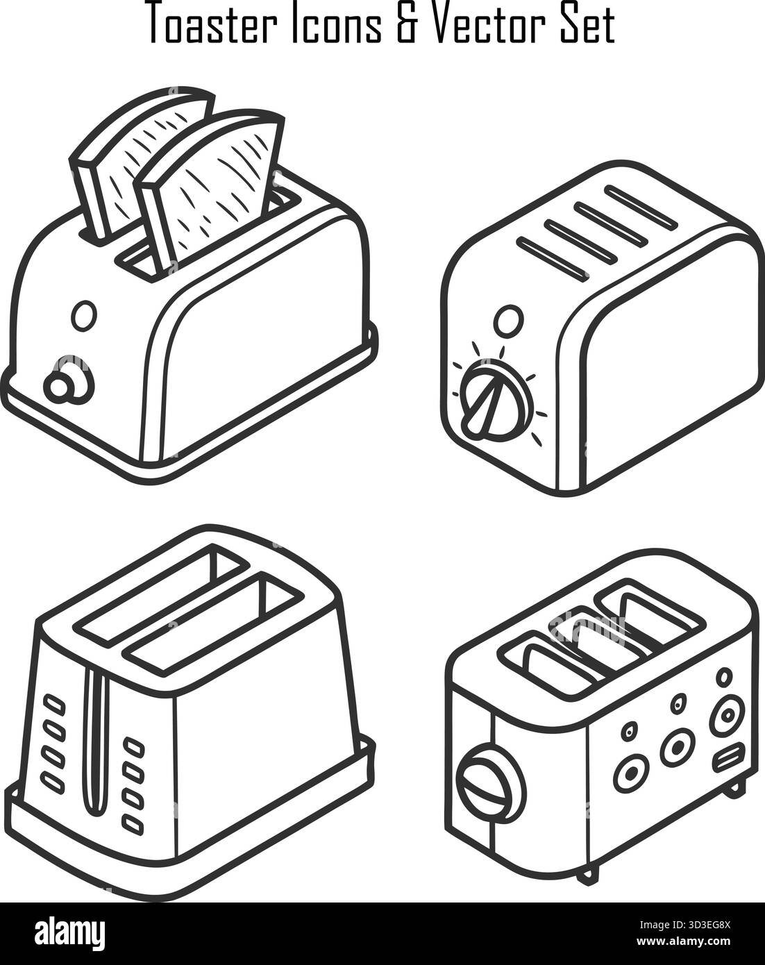 Moderner elektrischer Toaster – Küchengerät für Frühstück und Hauskochen Stock Vektor