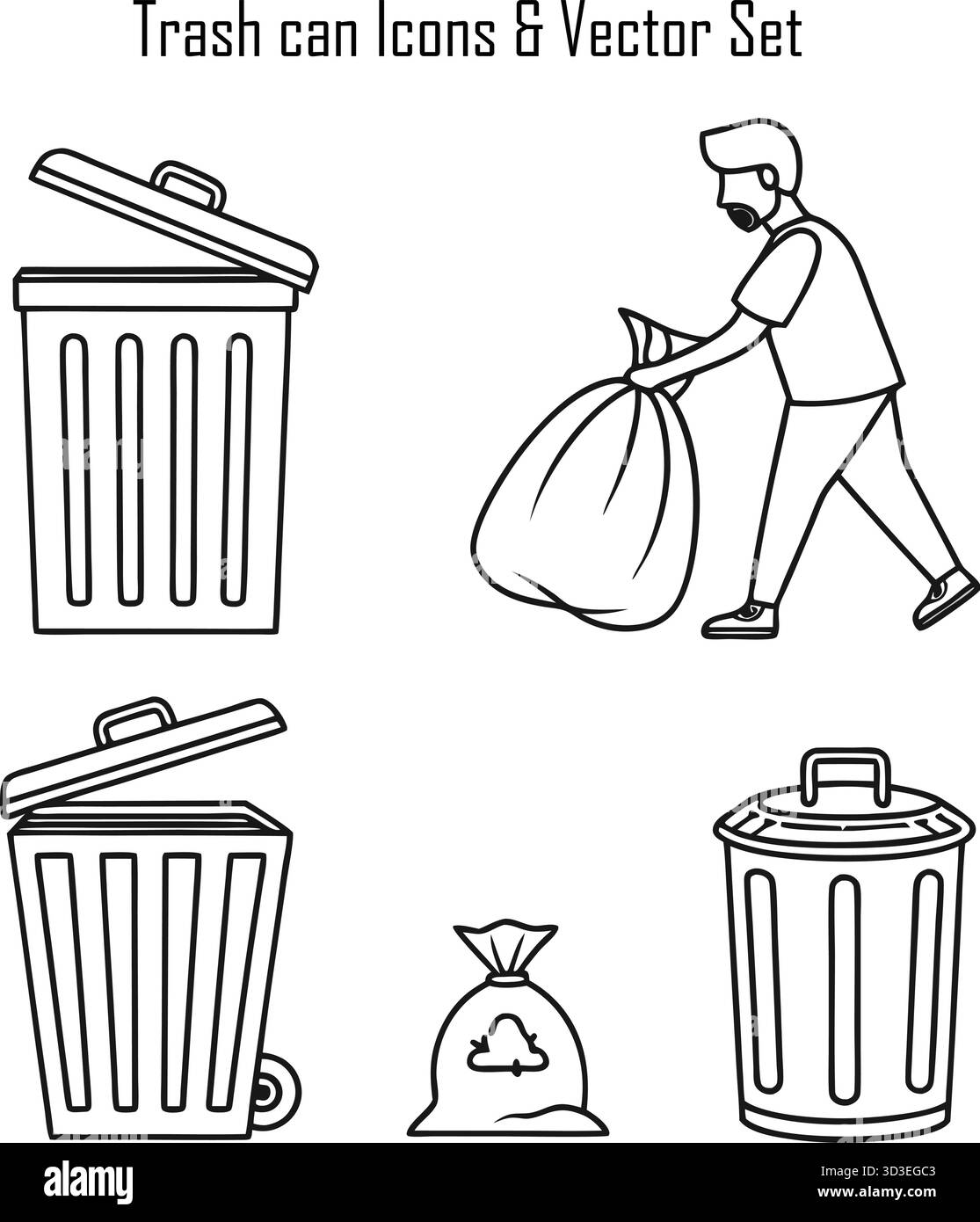 Abfallbehälter aus Metall – Konzept für Abfallwirtschaft und Umweltreinheit Stock Vektor