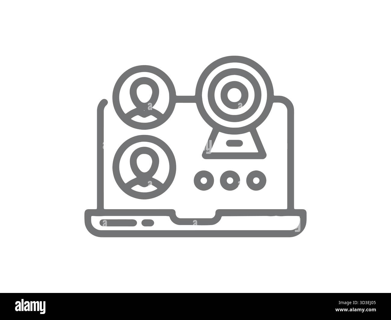 Symbol für Online-Videokonferenzen auf dem Computerbildschirm des Laptops Stock Vektor