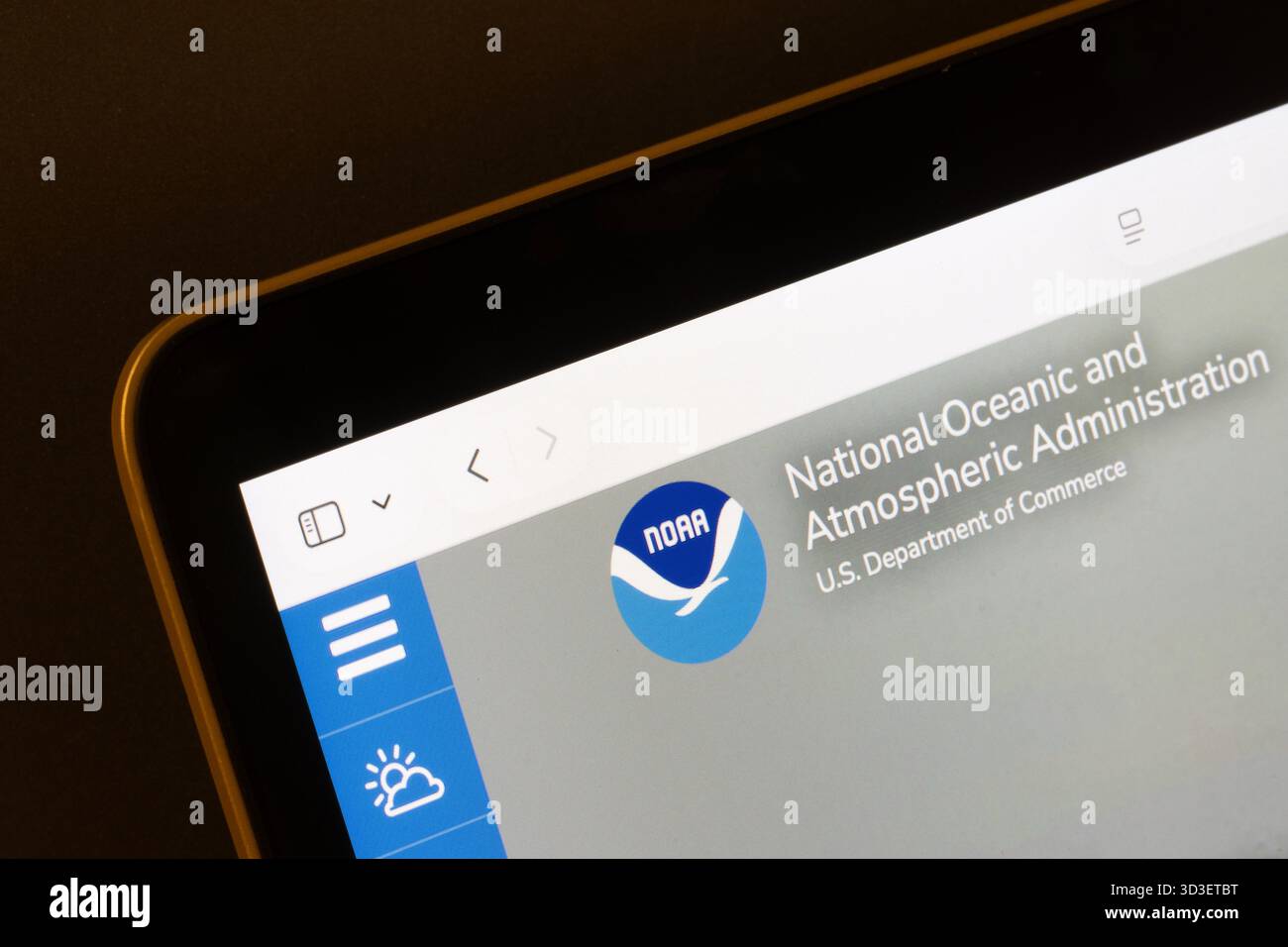 Homepage der National Oceanic and Atmospheric Administration (NOAA), einer wissenschaftlichen und regulatorischen Behörde des US-Handelsministeriums. Stockfoto