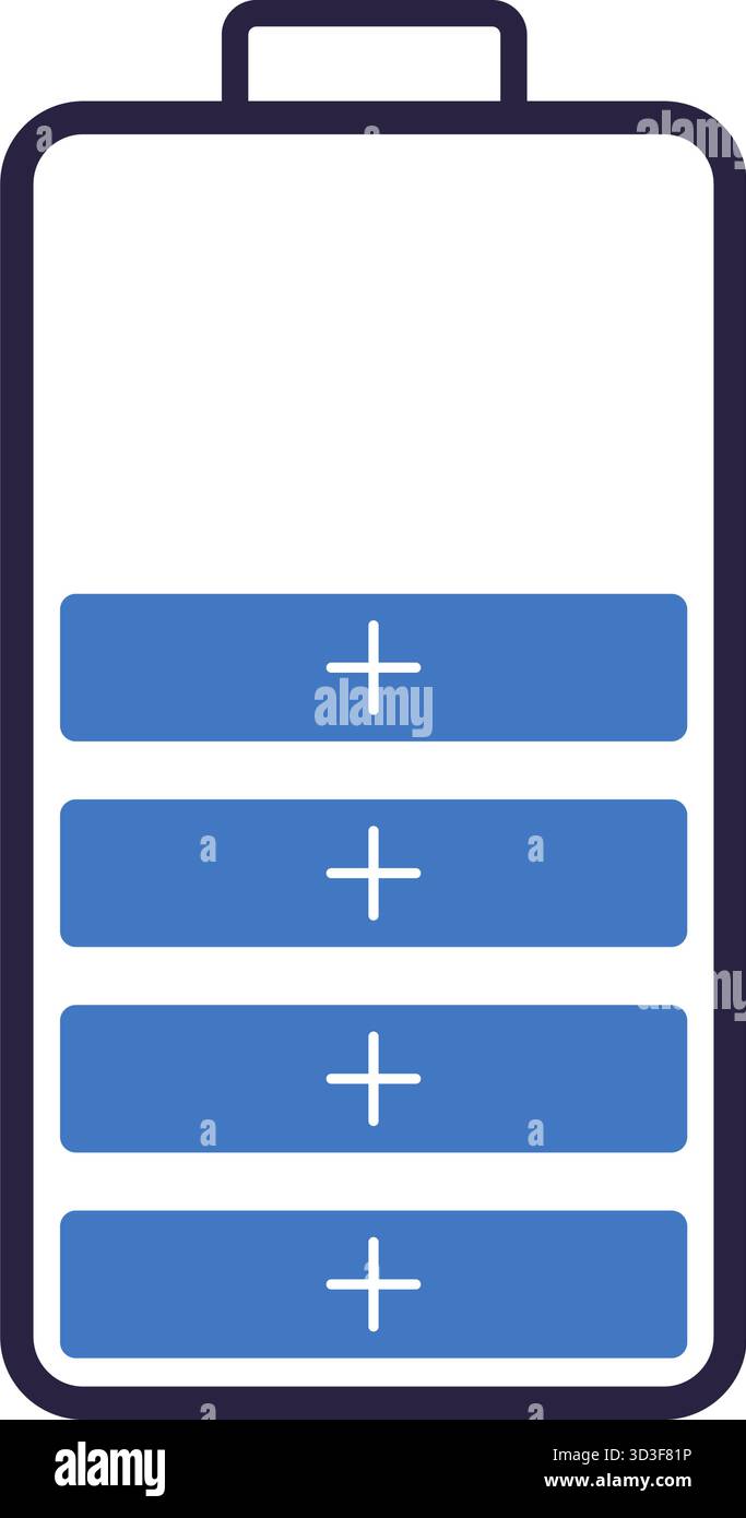 Abbildung des Batteriesymbols mit Ladezustandsanzeige und modernen Designelementen Stock Vektor