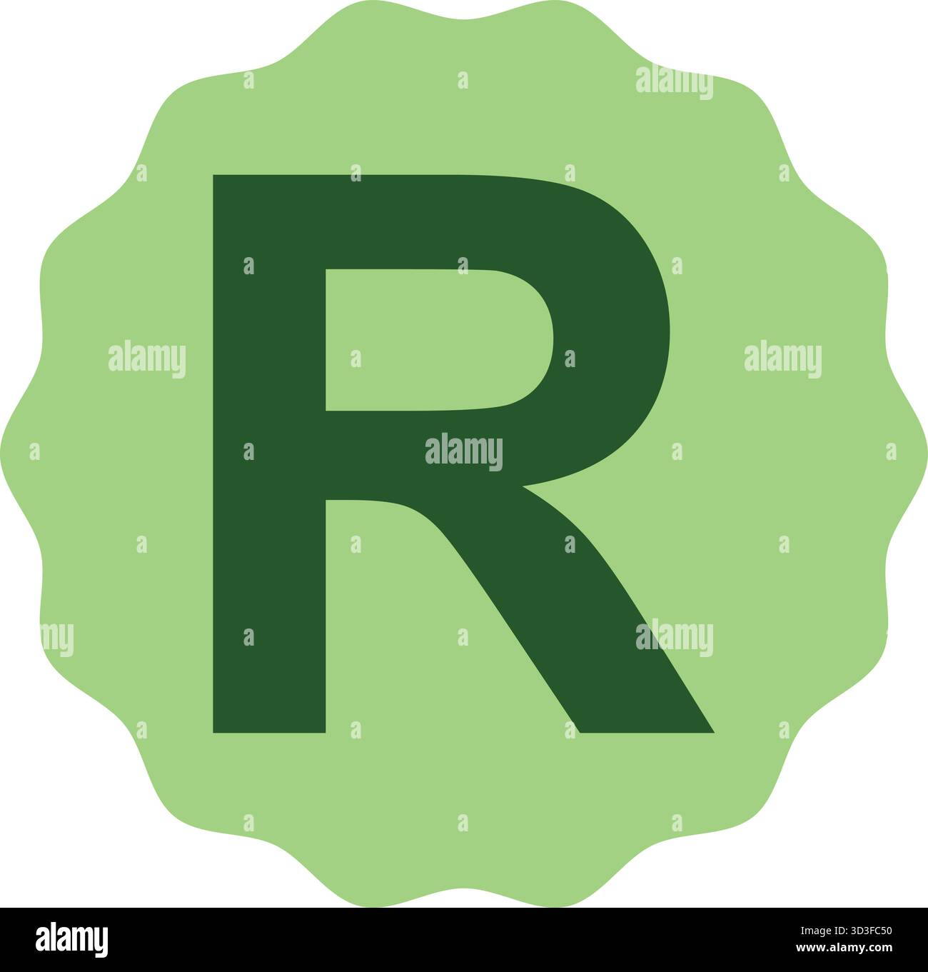 Buchstabendesign mit R-Buchstaben isoliert auf weißem Hintergrund. Ideal für Bildkarten, Typografie-Grafiken, Kinder, die visuelle Bilder lernen, Poster oder Moderne. Stock Vektor