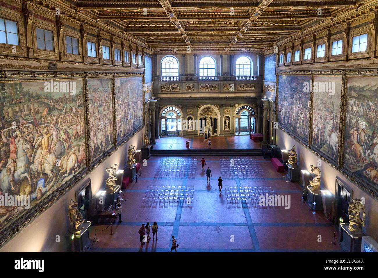 Salone dei Cinquecento, Saal der Fünfhundert, 1494, Palazzo Vecchio, Piazza della Signoria, Florenz, Toskana, Italien Stockfoto