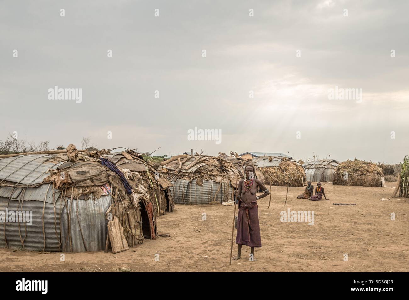 Daasanach Siedlung im Süden Äthiopiens Stockfoto