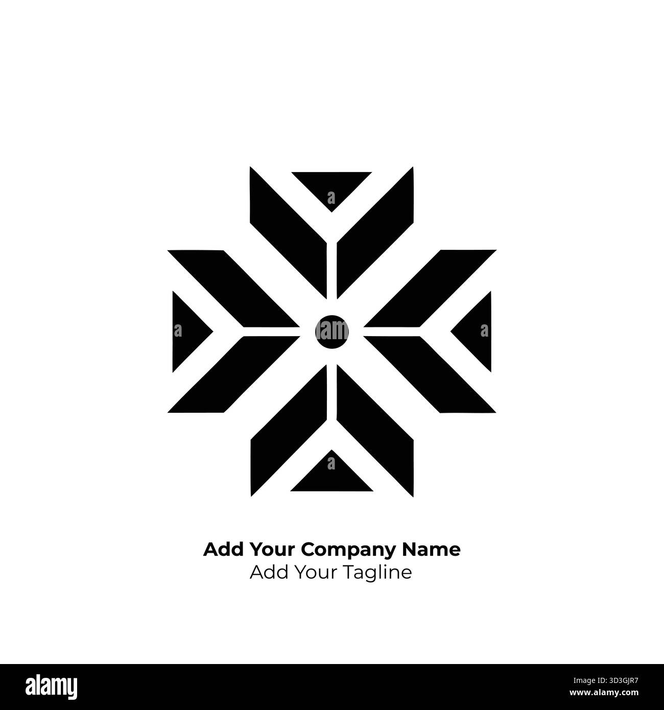 Modernes, minimalistisches geometrisches Logo mit klaren Linien und abstrakter Symmetrie. Ideal für Technologie, Architektur und Corporate Branding im Vektorformat. Stock Vektor