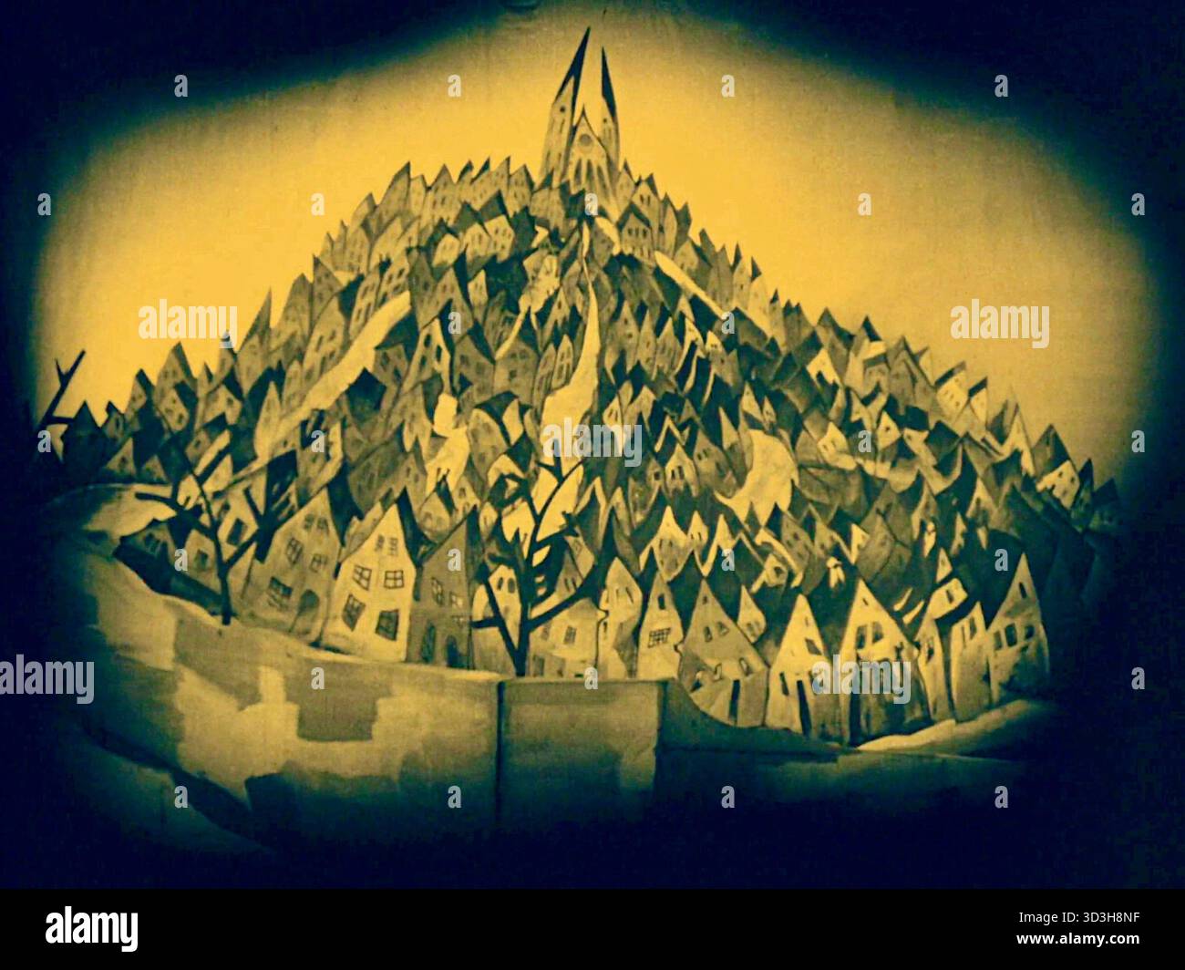 Das Kabinett von Dr. Caligari Holstenwall.jpg Eine Szene der fiktiven Stadt Holstenwall aus dem Stummfilm - 1920 Stockfoto