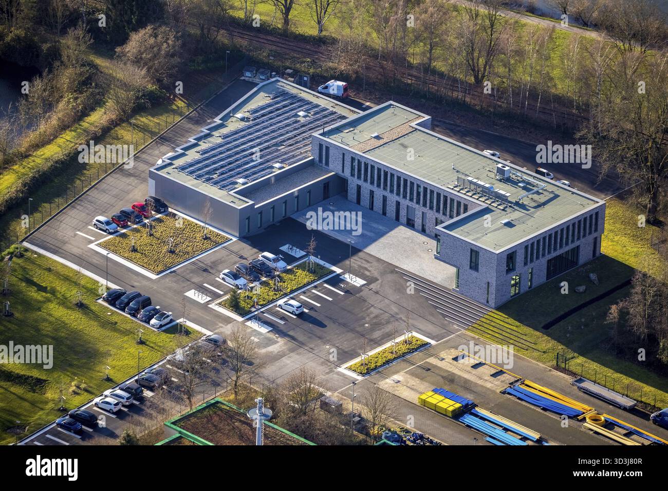 Luftaufnahme, Stadtwerke Hattingen, Weg zum Wasserwerk, Hattingen, Ennepe-Ruhr-Kreis, Ruhrgebiet, Nordrhein-Westfalen, Deutschland, Authority, DE, ener Stockfoto